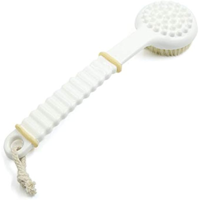 Ruilogod White Beige Soft Bristle Good Performance Handle Body Brush Shower Scrubber 12.2inch (id: cf8 ab0 c7e 986 82e - Image 2